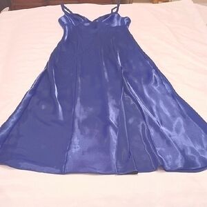 Frederick's of Hollywood Long Maxi Blue Silk Nightgown, Size: M